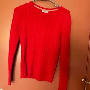 jcpenney Women's Red Cable Knit Crewneck Sweater merino wool blend